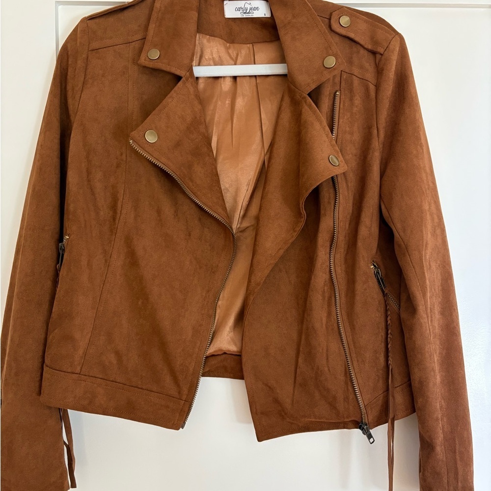 OG  Carly Jean Los Angeles Tan Faux Leather Jacket